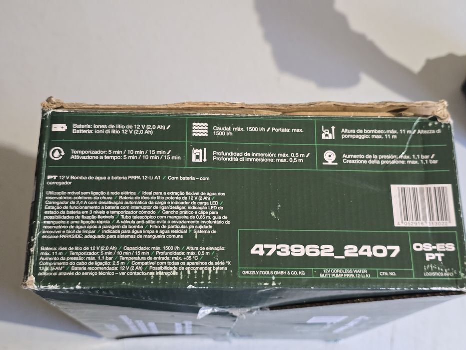 Bomba 12V Parkside para depósitos de aguas pluvial