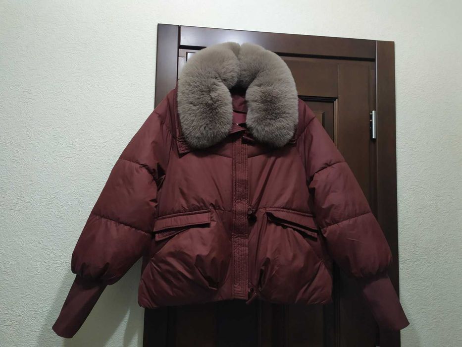 Куртка жіноча бордо воротнік відстібається