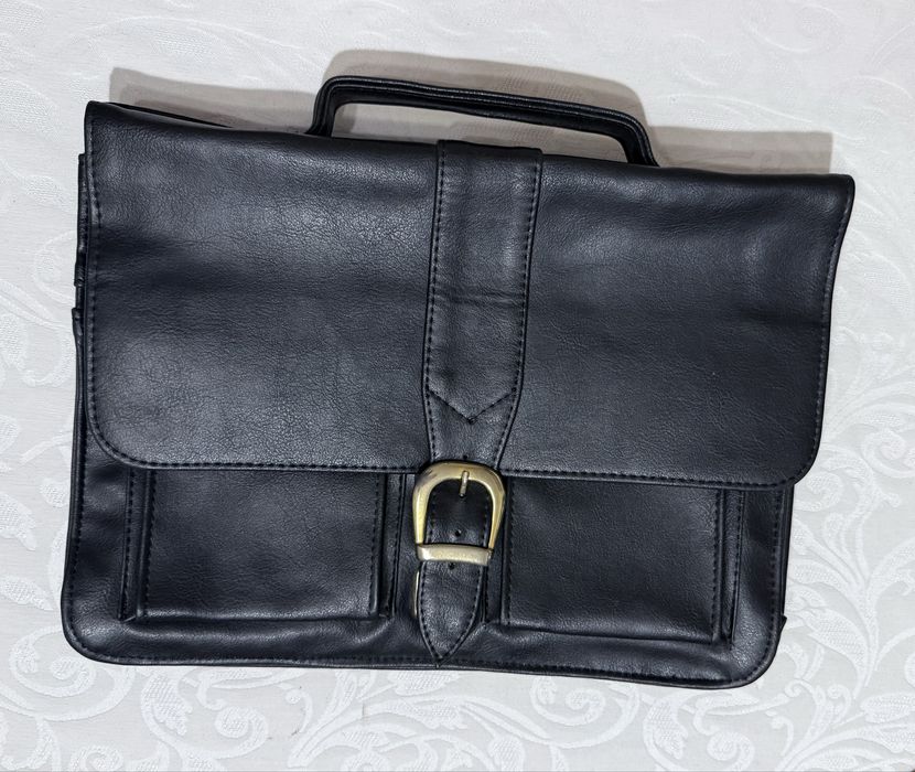 Torba aktówka 34x25 cm skóra czarna
