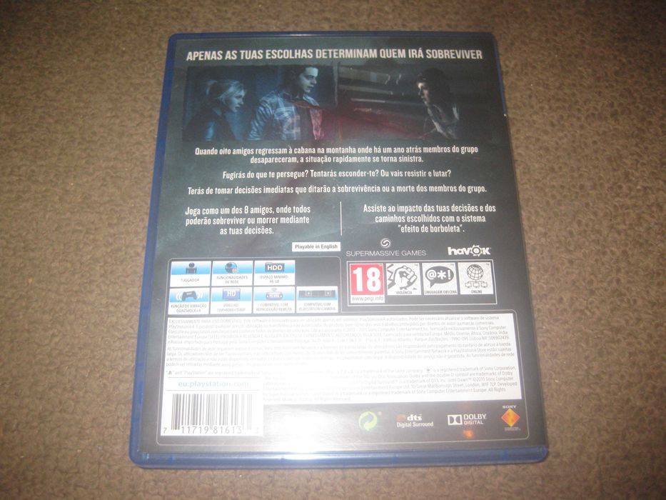 Jogo "Until Dawn" para a Playstation 4/Impecável!