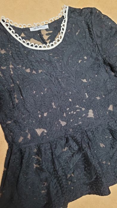 Zara koronkowa czarna bluzeczka 36 S