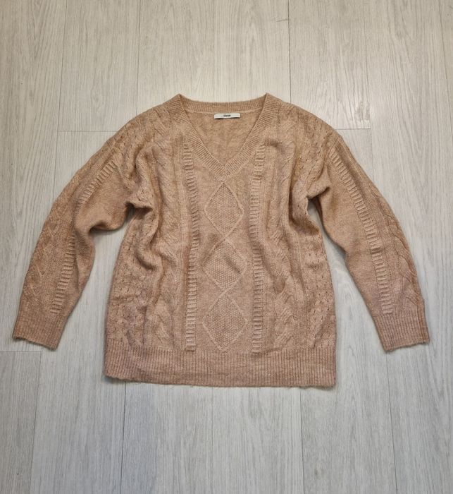Sweter warkocze brudny róż George S/M/L