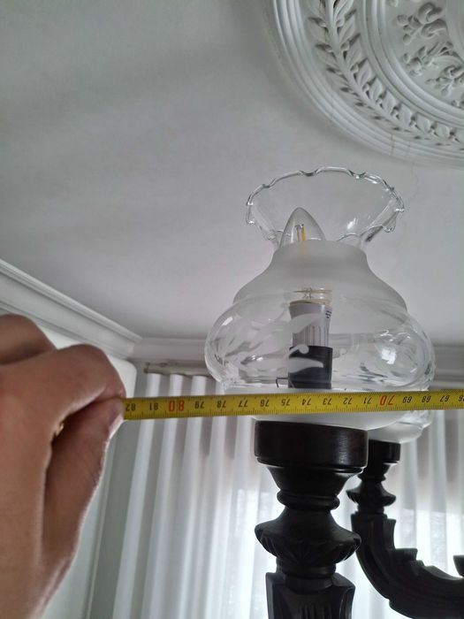 Candeeiro Teto Madeira Maciça 6 Braços