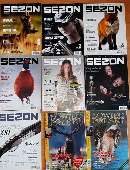 Pakiet 9 egzemplarzy magazynów  "Sezon"  i "Łowiec Polski" - myślistwo