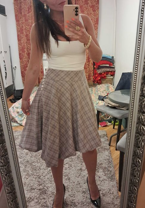 Szara midi asymetryczna spodniczka rozm. S