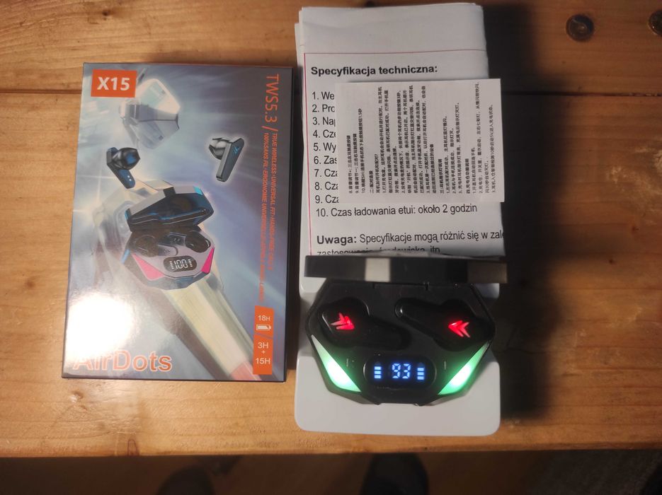 Słuchawki X15 douszne Bluetooth 5.3 Sportowe Dotykowe
