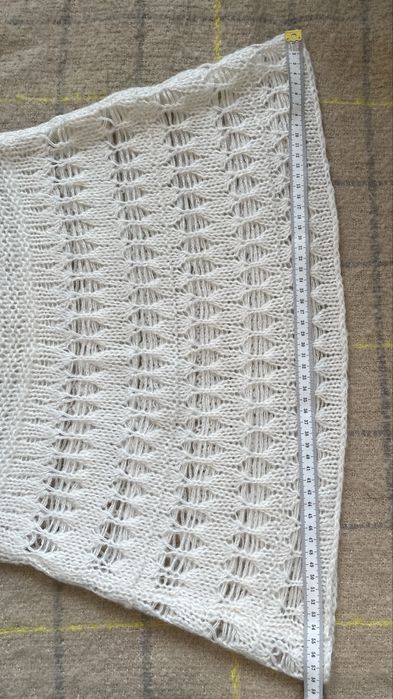 Komin wełniany szal moher 100% jasno kremowy ażurowy wzór