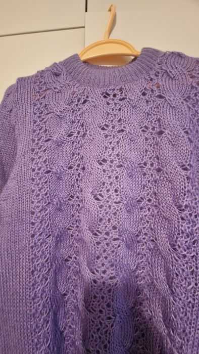 Sweter damski lilowy rozm M nowy 100% moher