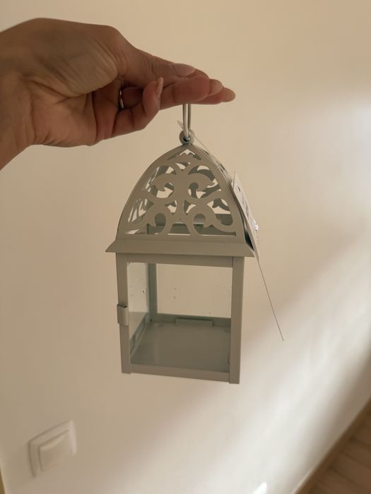 Lanterna porta velas branca nova com etiqueta