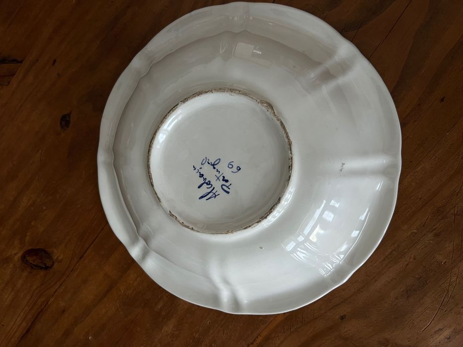 Bacia e jarro em faiança