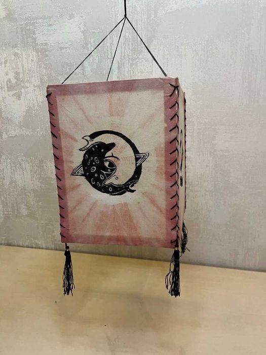 Складной фонарь плафон подвесной в восточном стиле ткань батик