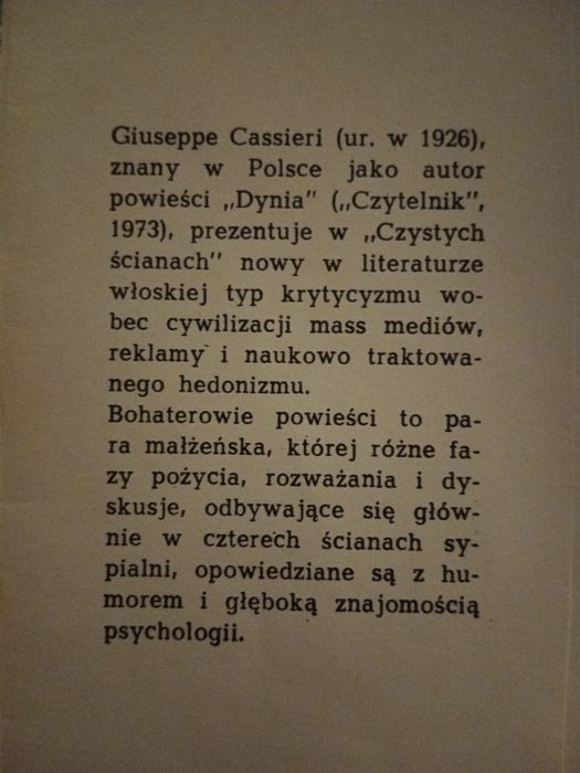 Giuseppe Cassieri. Czyste ściany