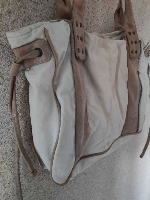 torba shopper torebka na ramię do ręki lniana safari reserved