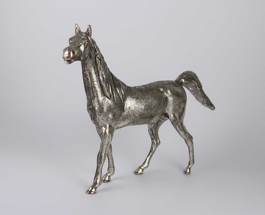 Escultura Art Deco - Cavalo em latão prateado
