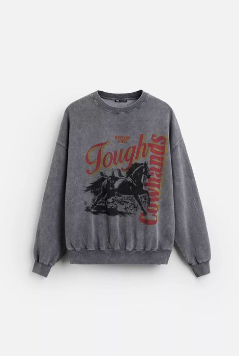 Світшот толстовка худі з принтом та вивареним ефектом