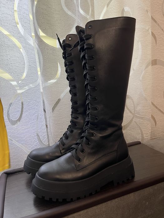 Кожані  зимні сапожки