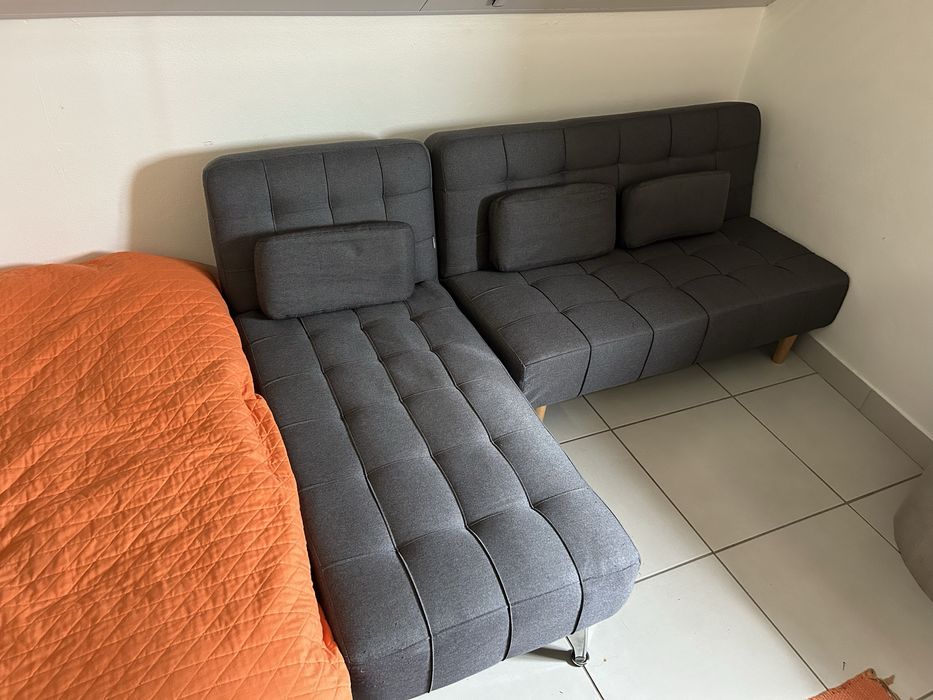 Sofá-cama moderno cinzento escuro