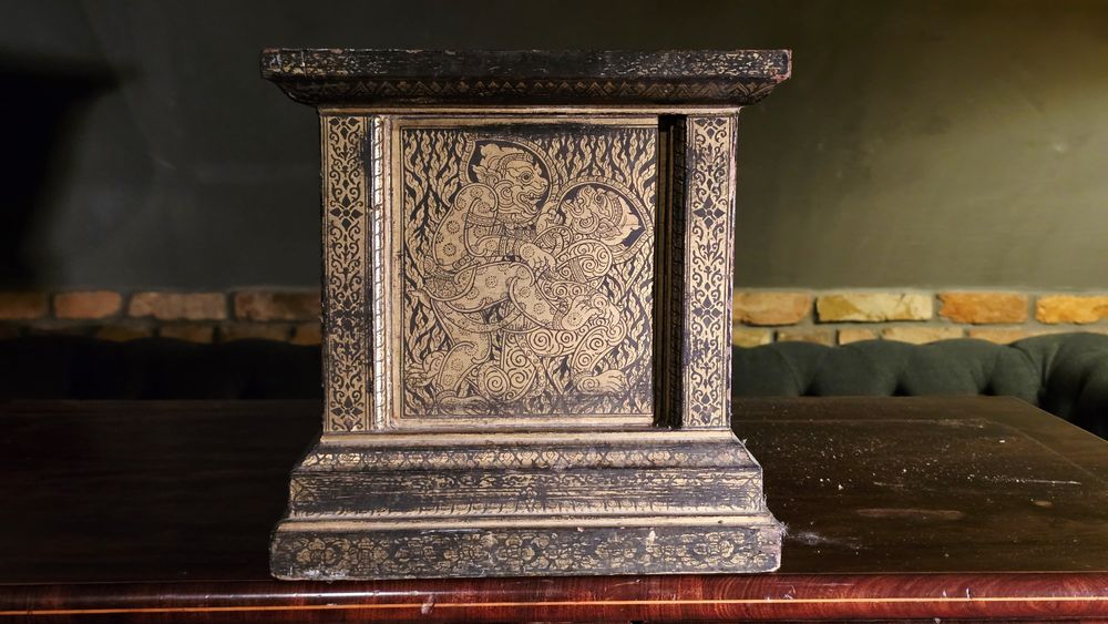 XIX-wieczna buddyjska skrzynia świątynna – Birma / Azja Płd-wsh