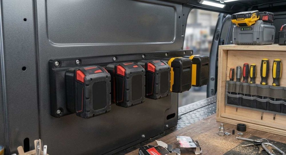 Suportes de Parede / Carrinha para Baterias Milwaukee M18 e DeWalt (Ultra Resistentes)