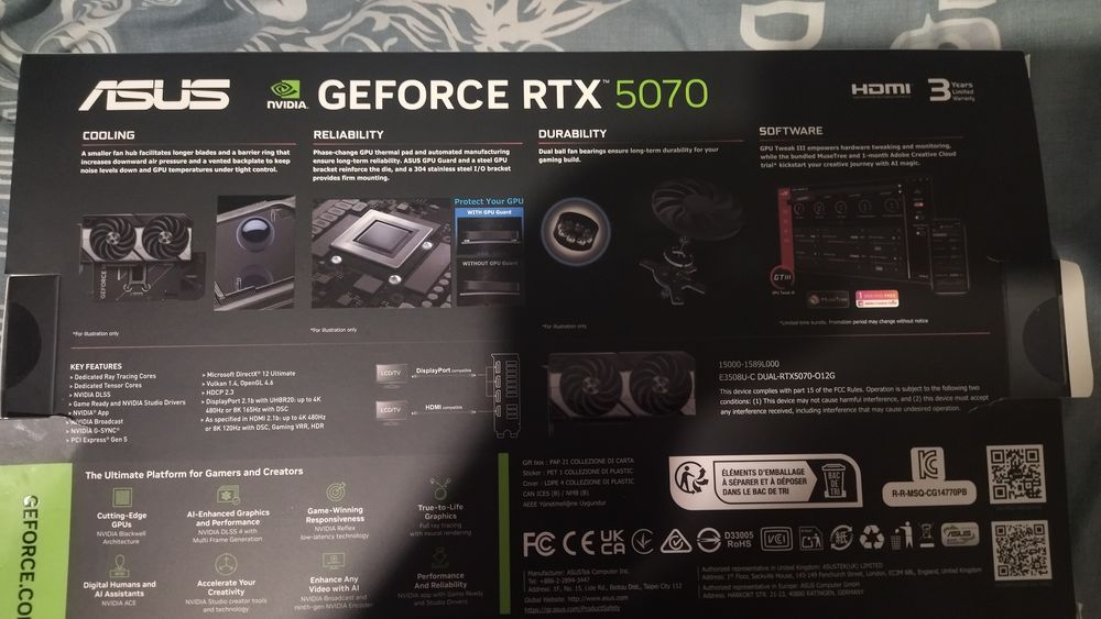 Продам мощную игровую видеокарту нового поколения —  ASUS GeForce RTX 5070 Dual на 12 GB ультрабыстрой памяти GDDR7.