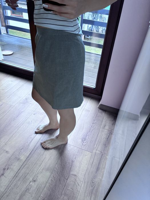 Szara mini spódniczka z podszewką M/L garniturowa