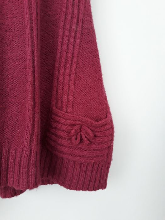 Fioletowy sweter Orsay L bezrękawnik 40 sweterek z falą na ramionach