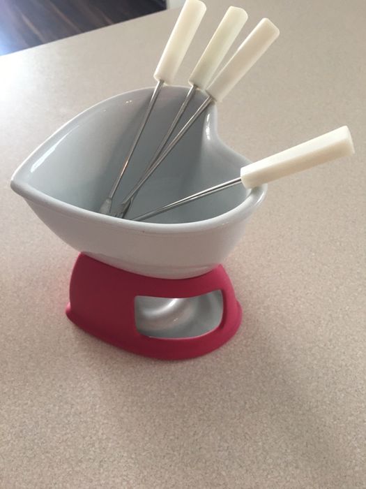 Mini zestaw do fondue, serce, ceramiczny