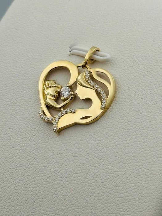 Złota Zawieszka Serce Złoto 585 14K Matka z Dzieckiem