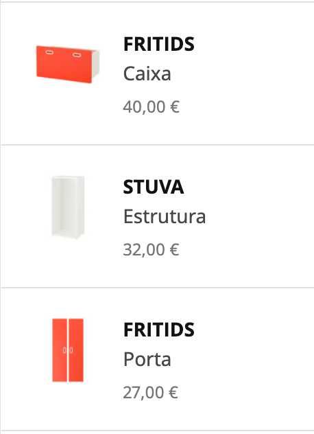 Roupeiro para criança IKEA FRITIDS com caixa de arrumação.