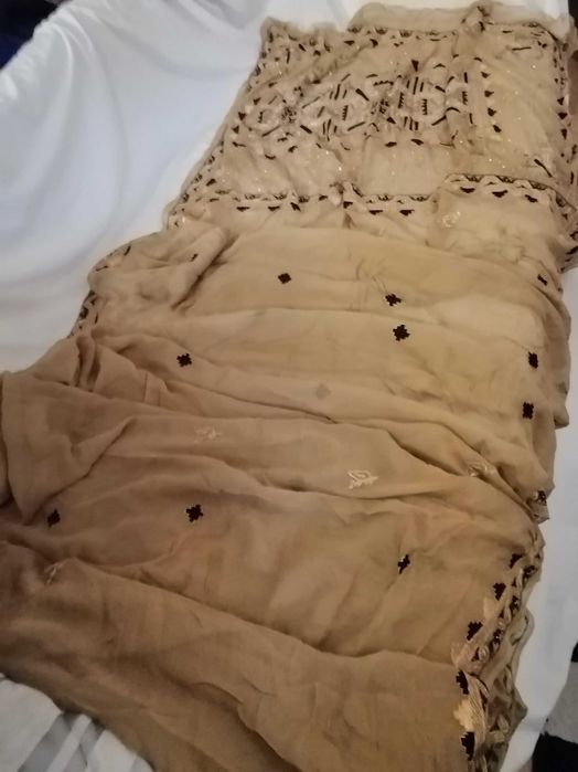 Tecido seda indiana sari 6m bordado preço reduzido  ler descrição