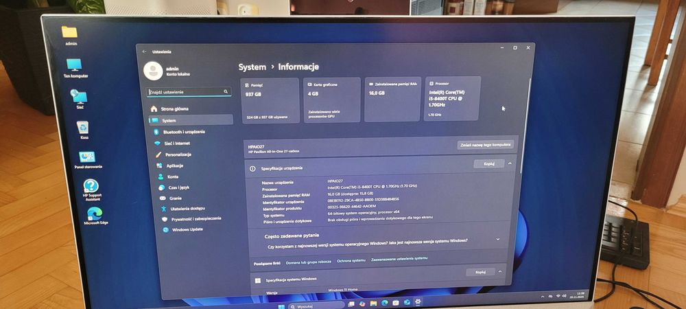 Komputer HP Pavilion AiO 27" GTX1050