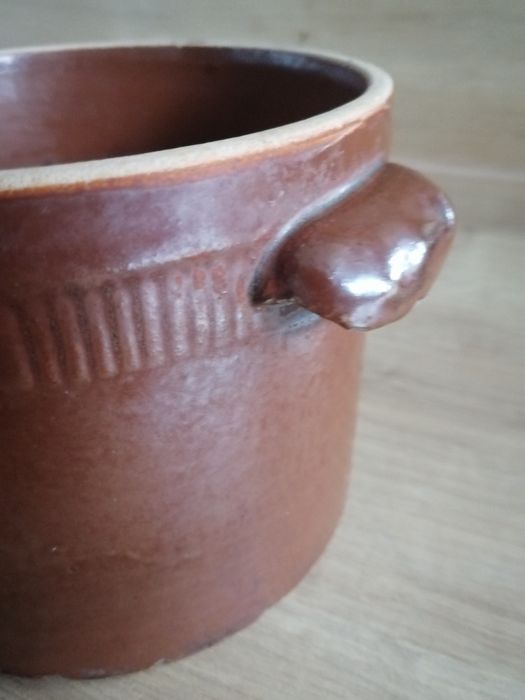 Garnek kamionkowy z dwoma uszami stary Bochnia