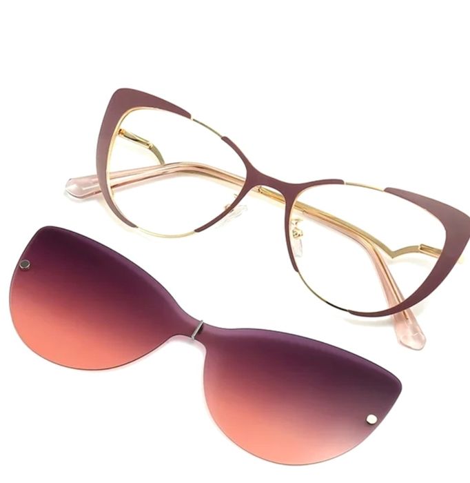 Oprawki okulary 2w1 clip on Zerówki z nakładką UV