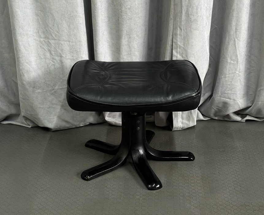 Чорний шкіряний пуф-підніжка/отаманка/шкіряні меблі/пуфи з Європи