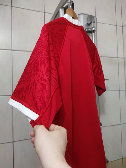 bluzka koszulka L sportowa Jersey rugby czerwona biała running Canterb