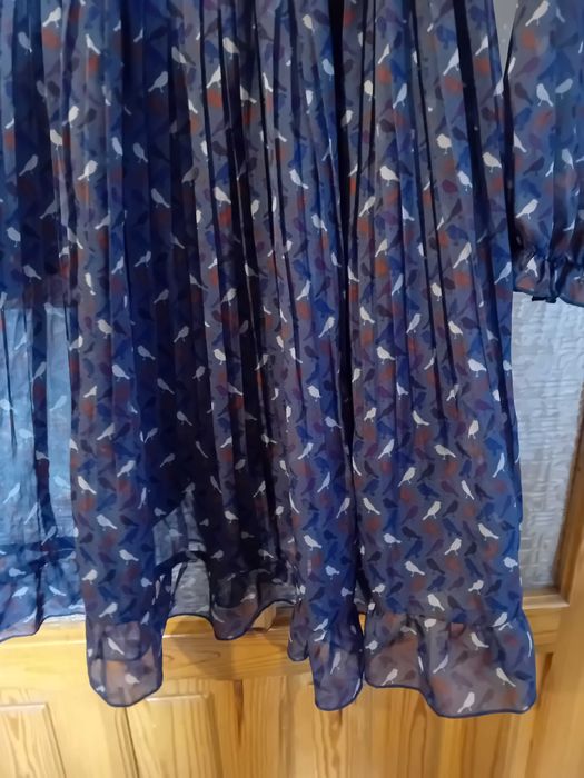 piękna sukienka Pepe Jeans S zwiewna plisowana ptaszki j.nowa +gratis