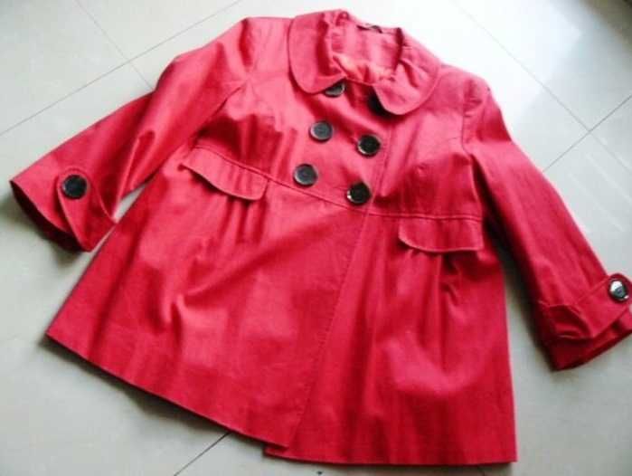 DUNNES STORES płaszcz angielski red 18 46 kołnierz typu bebe hit
