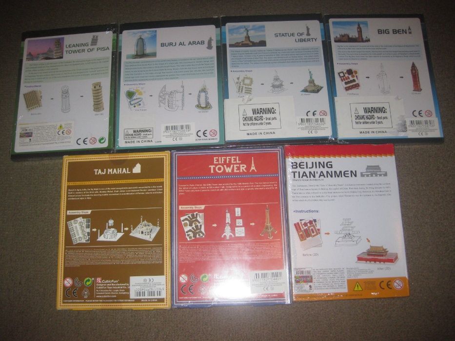 7 Puzzles 3D de Monumentos Históricos/Selados!
