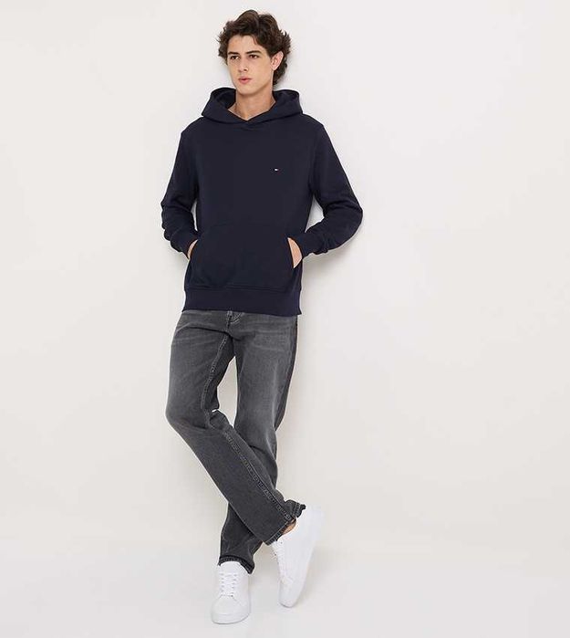 Męska Bluza Z Kapturem TOMMY HILFIGER Flag Logo Hoody Granatowy M