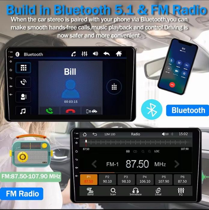 Автомагнітола 9" Android T100 Leadfan CarPlay Android Auto GPS