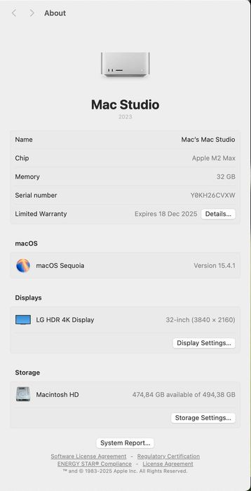 Mac Studio M2 Max - Garantia até 13/12/2028