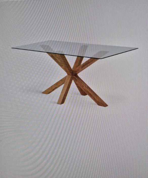Mesa de jantar de vidro /carvalho natural