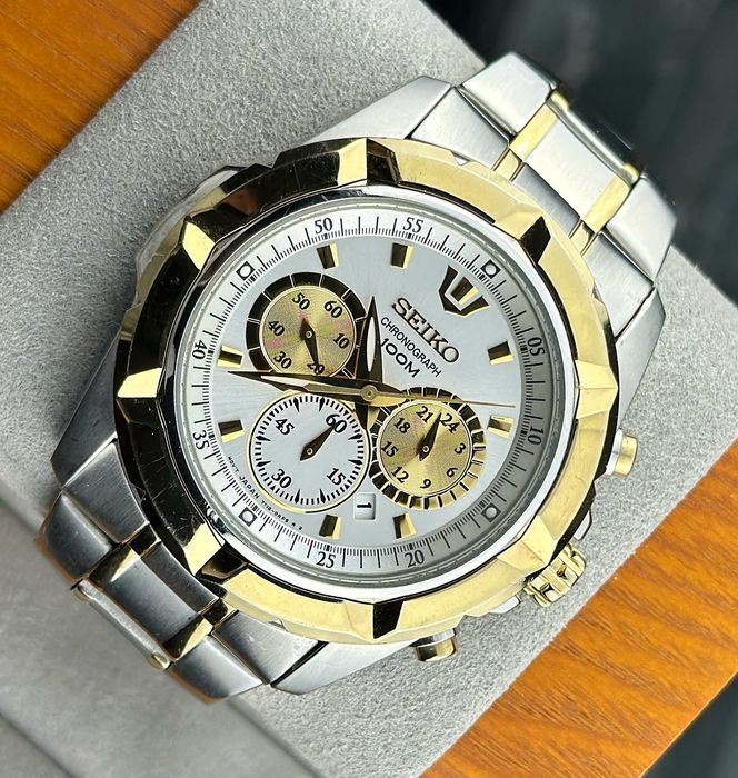 Seiko SRW024P1 chronograph bi color  rzadki model linia lord