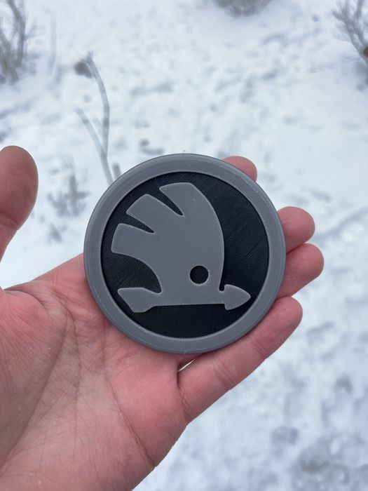 Логотип Skoda 79мм 3D | Емблема Шкода на капот | багажник