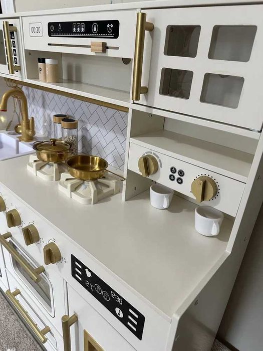 Дитяча дерев'яна кухня Мурсія White, звукові та світлові ефекти