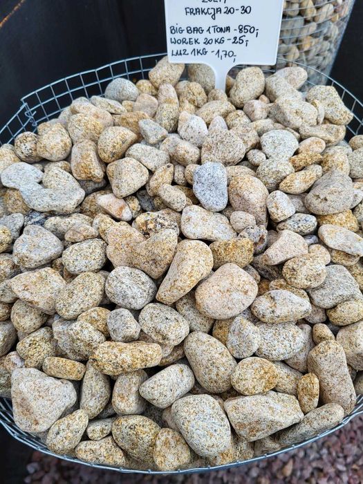 Otoczak granit żółty 20-30, 30-50 Kamień ogrodowy ozdobny rabaty opaski akwarystyka
