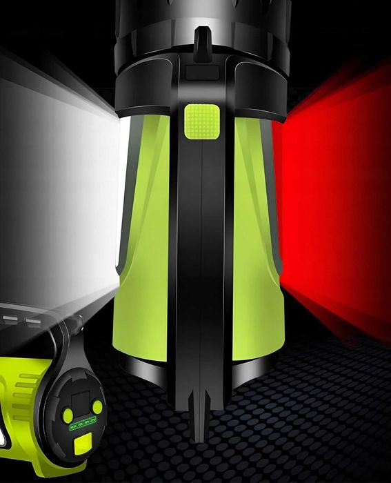 ZESTAW Latarka akumulatorowa szperacz LED mocna powerbank oświetlenie