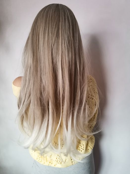Blond peruka sztuczne włosy ombre