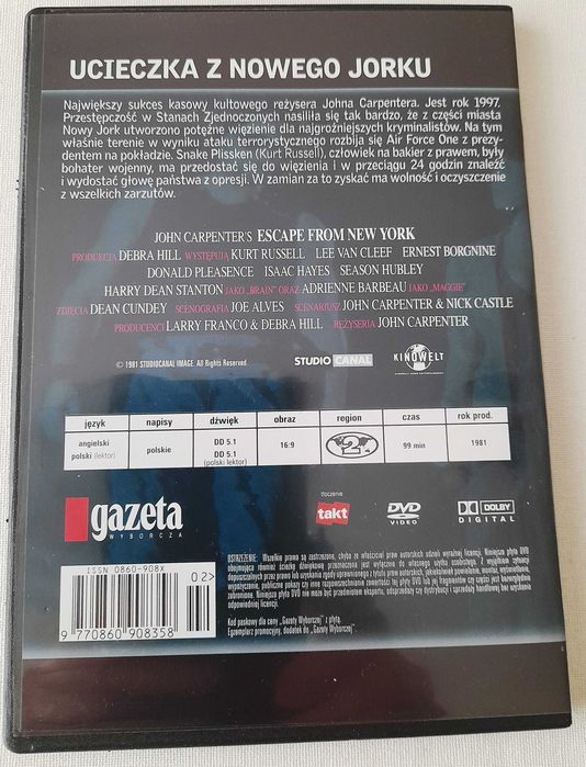 Ucieczka z Nowego Jorku - płyta DVD