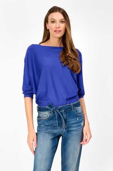 NOWY sweter nietoperzowy z wiskozy rękawy ¾ niebieski chabrowy Orsay S